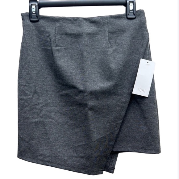 NWT TOBI Asymmetrical Envelope Wrap Skirt, Grey, Size Medium - Picture 2 of 13